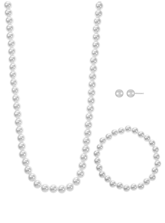 Easter White Pearl Jewelry Set, 3 Piece