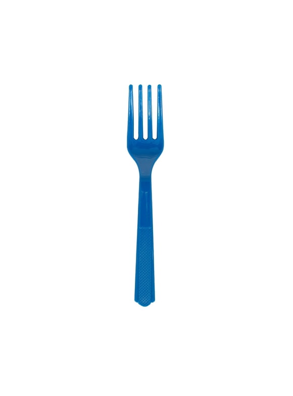 Way to Celebrate! Electric Blue Plastic Forks, 24ct