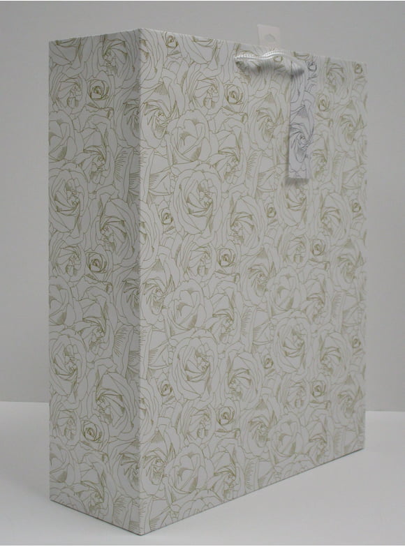 Way to Celebrate Everyday Super Jumbo Paper Gift Bag, Gold Roses, 14.5" x 5" x 17.5"