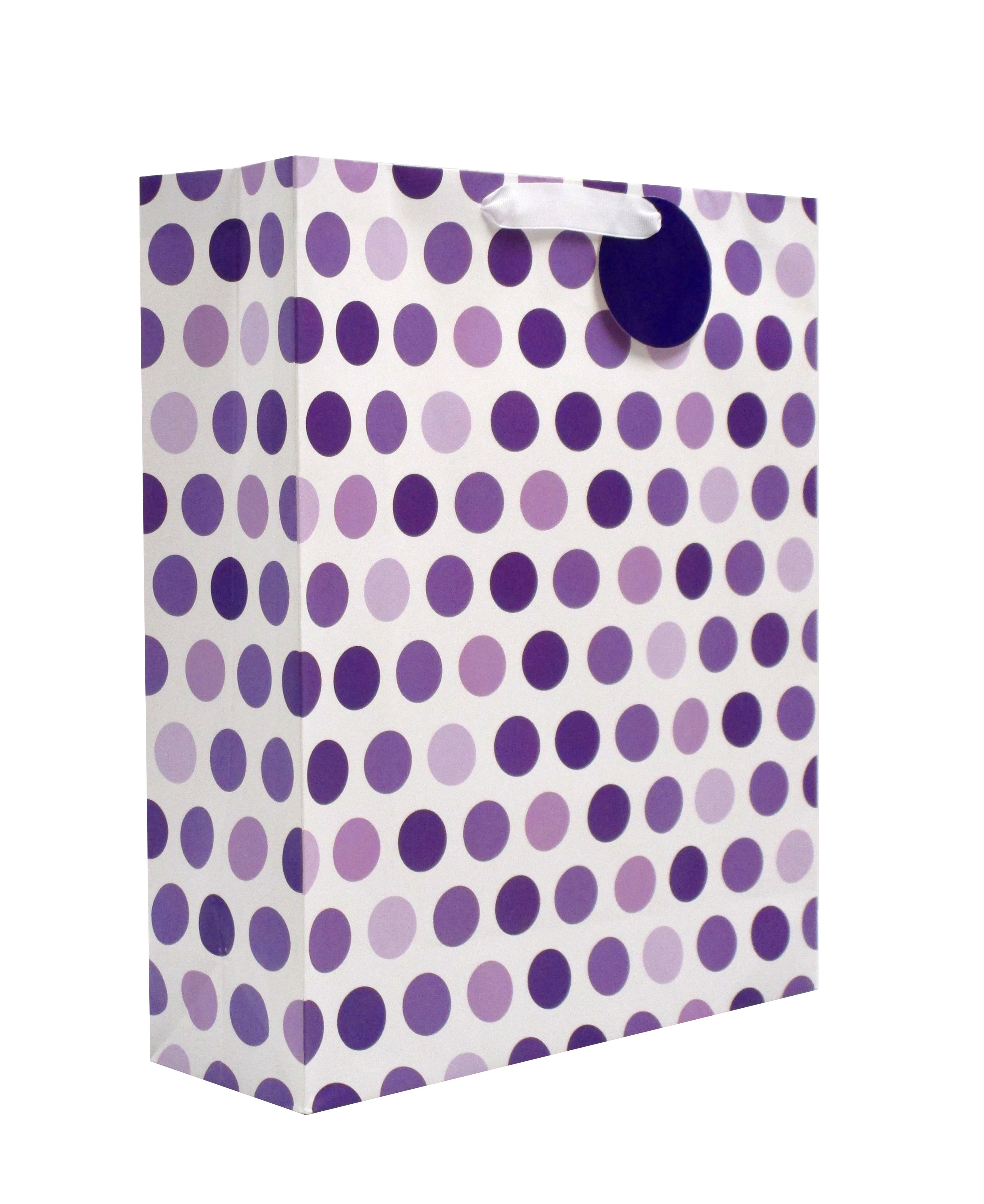 Purple Polka Dot Print Paper Gift Bag, 14.5" x 17.5", by Way To Celebrate