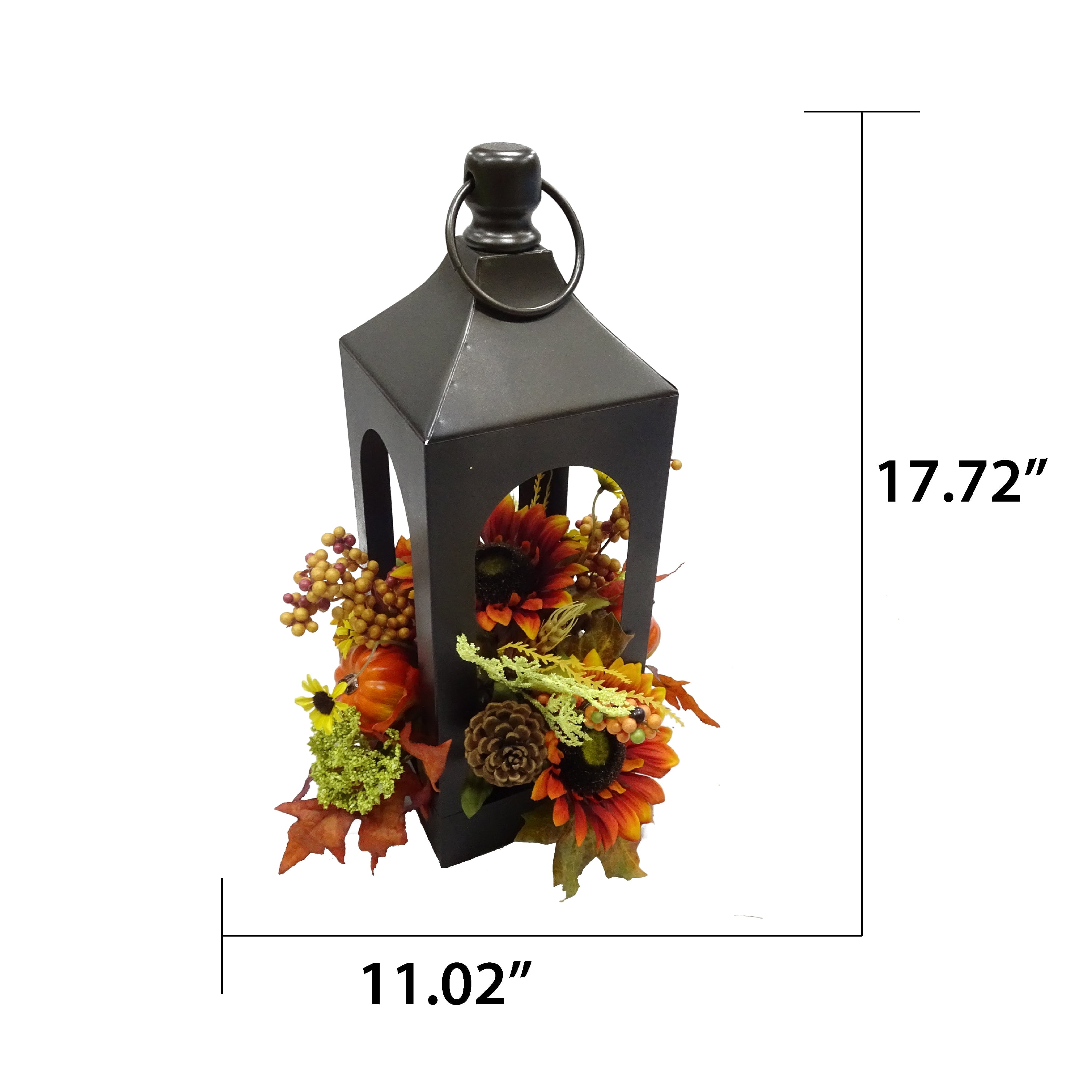 Way to Celebrate Fall Lantern Artificial Flower Arrangement, Rust