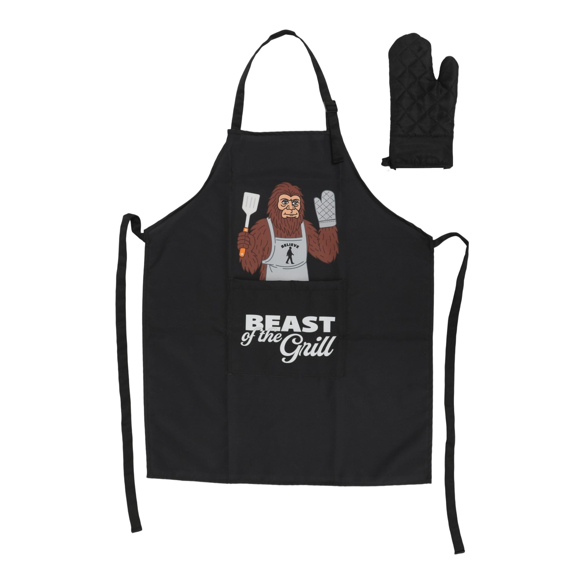 Beast of The Grill Apron and Oven Mitt Set, Black, Father's Day by Way To Celebrate