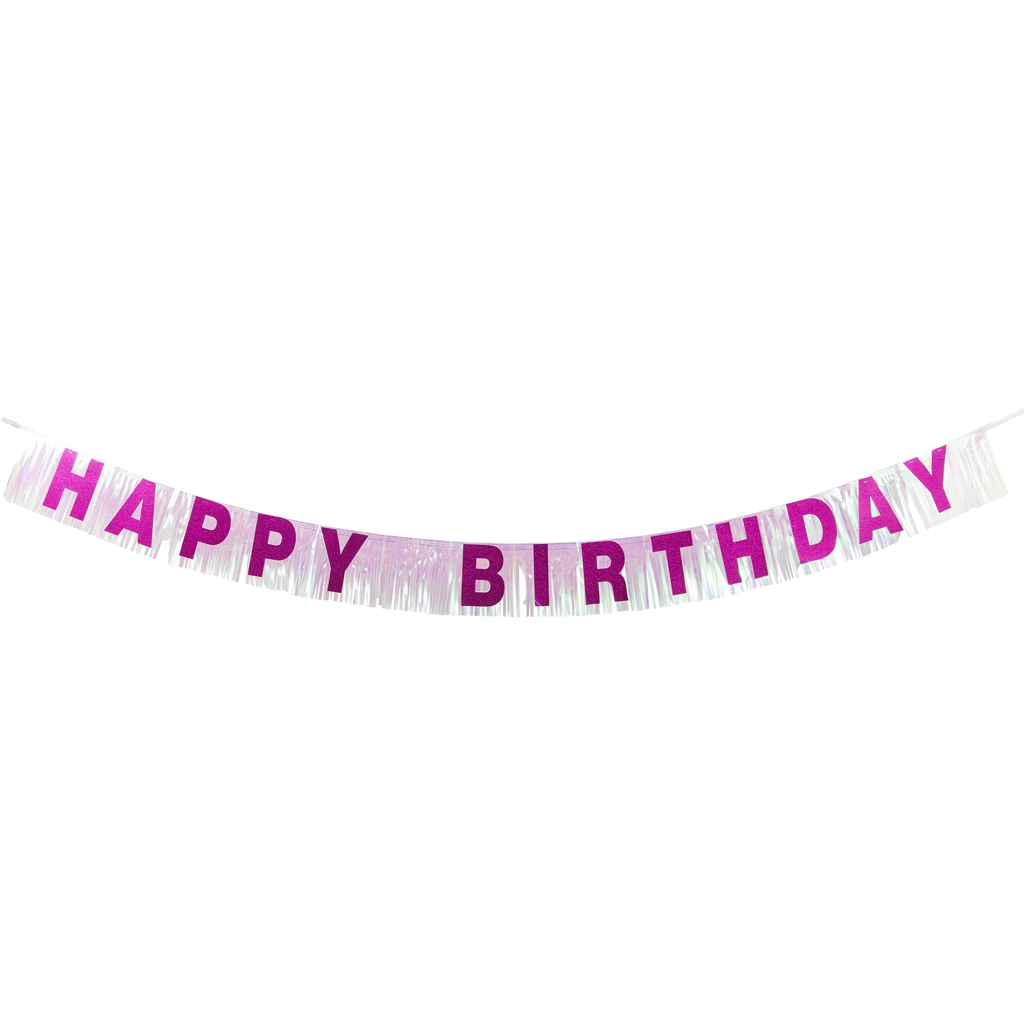 Way to Celebrate Foil Fringe Pink Happy Birthday Party Banner, 7'