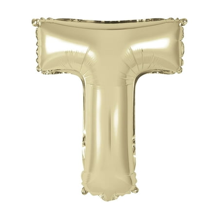 Way to Celebrate! Foil Letter Balloon, "T", Gold, 14in