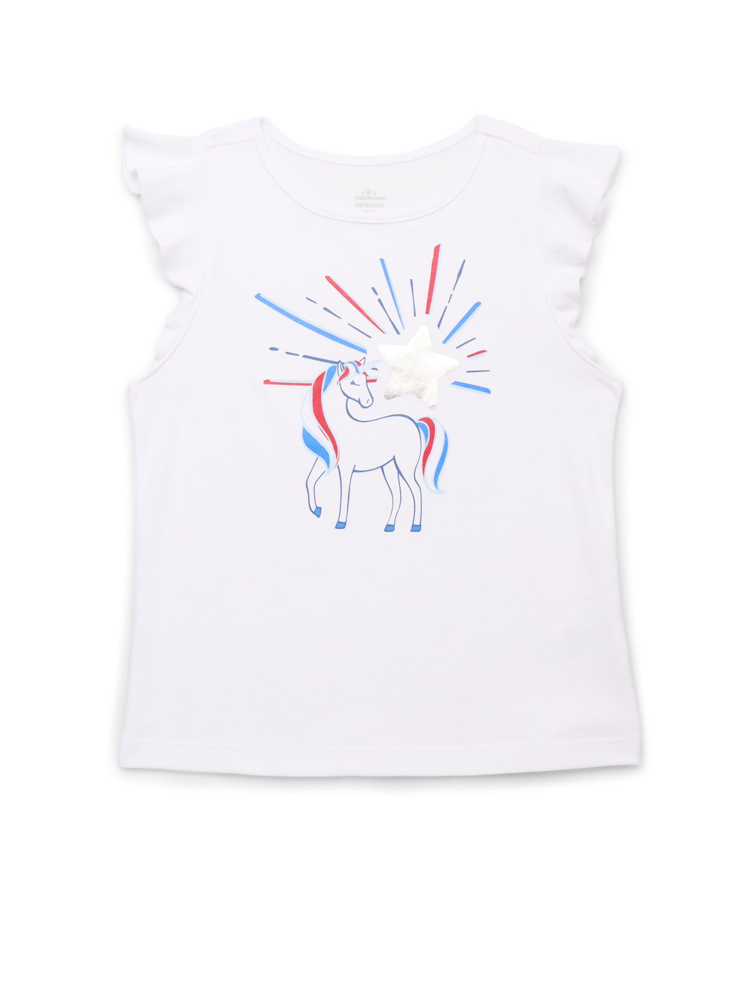 Way to Celebrate! Girls Americana Unicorn Tank Top, Sizes 4-18