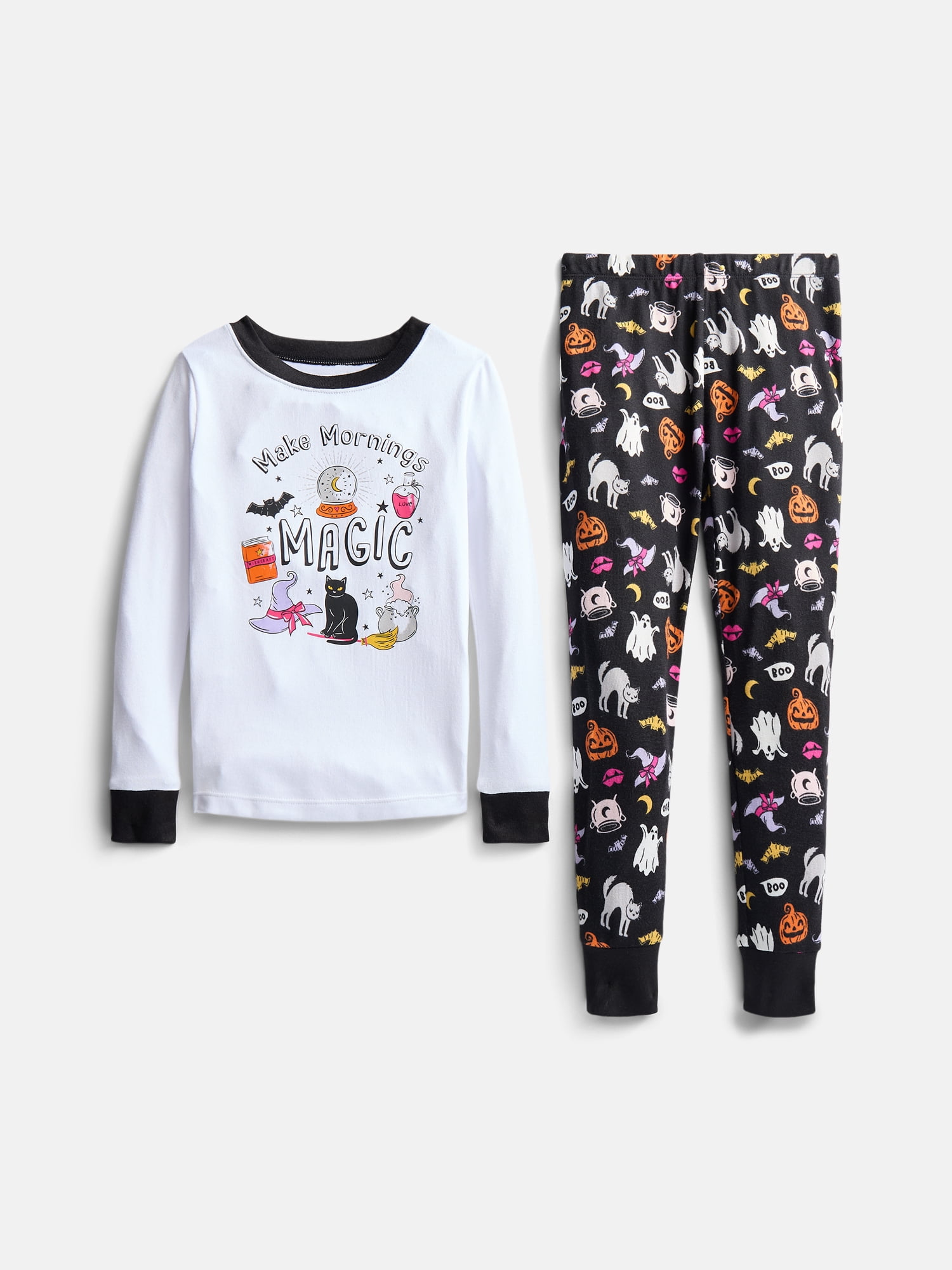 Halloween Girls' Tight Fit Long Sleeve Top and Pants Pajama Set from Way to Celebrate, 2-Piece, Sizes 4-10