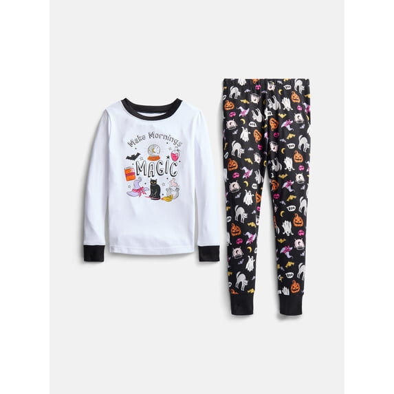 Halloween Girls' Tight Fit Long Sleeve Top and Pants Pajama Set from Way to Celebrate, 2-Piece, Sizes 4-10