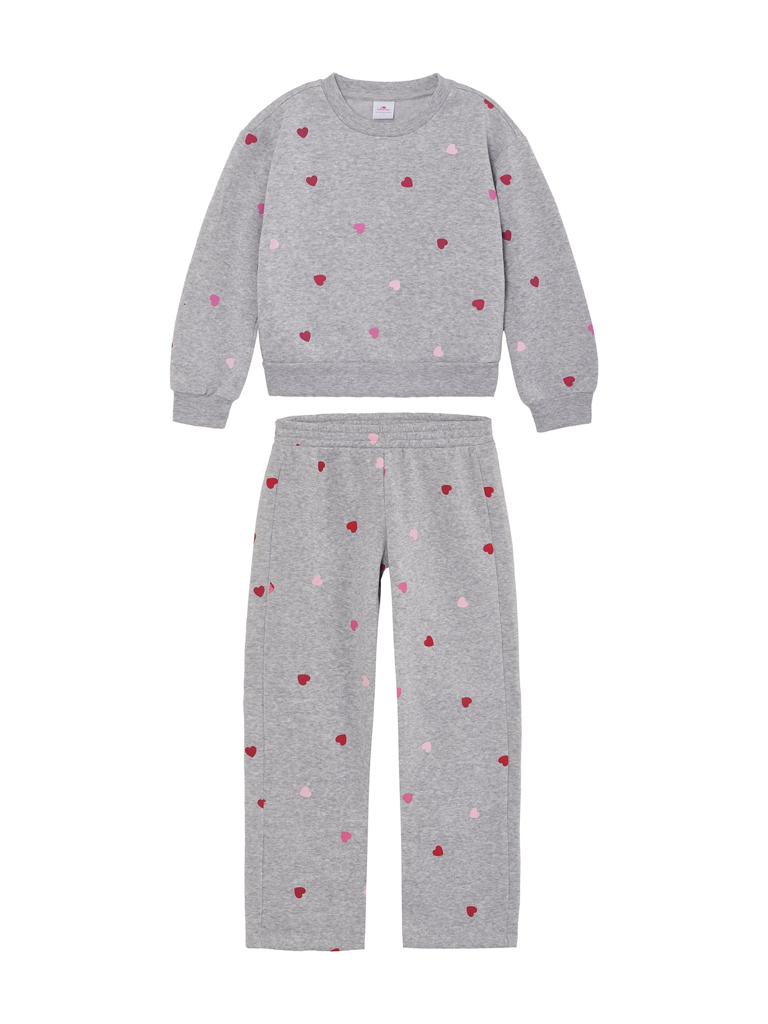 Way to Celebrate Girls' Valentine's Day Fleece Sweatshirt and Pant Set, Sizes 4-18 & Plus