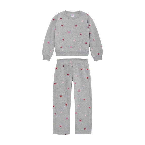 Way to Celebrate Girls' Valentine's Day Fleece Sweatshirt and Pant Set, Sizes 4-18 & Plus