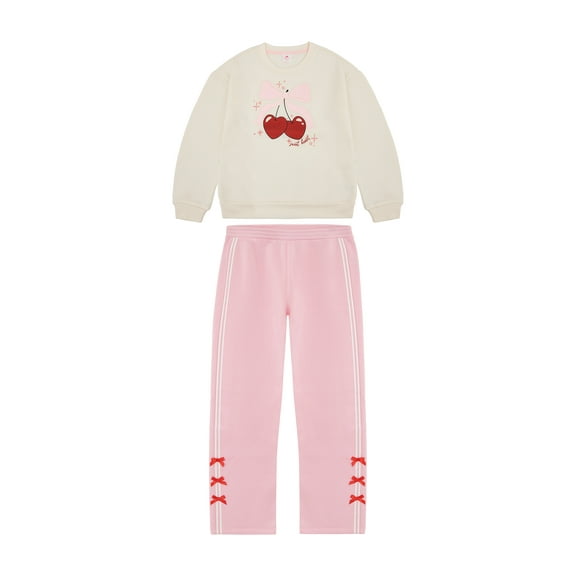 Way to Celebrate Girls' Valentine's Day Fleece Sweatshirt and Pant Set, Sizes 4-18 & Plus