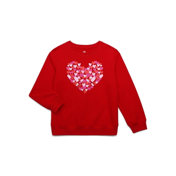 Way to Celebrate Girls Valentine's Day Long-Sleeve Graphic Fleece Sweatshirt, Sizes 4-18