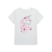 Way to Celebrate Girls Valentine's Day Short Sleeve T-Shirt, Sizes 4-18