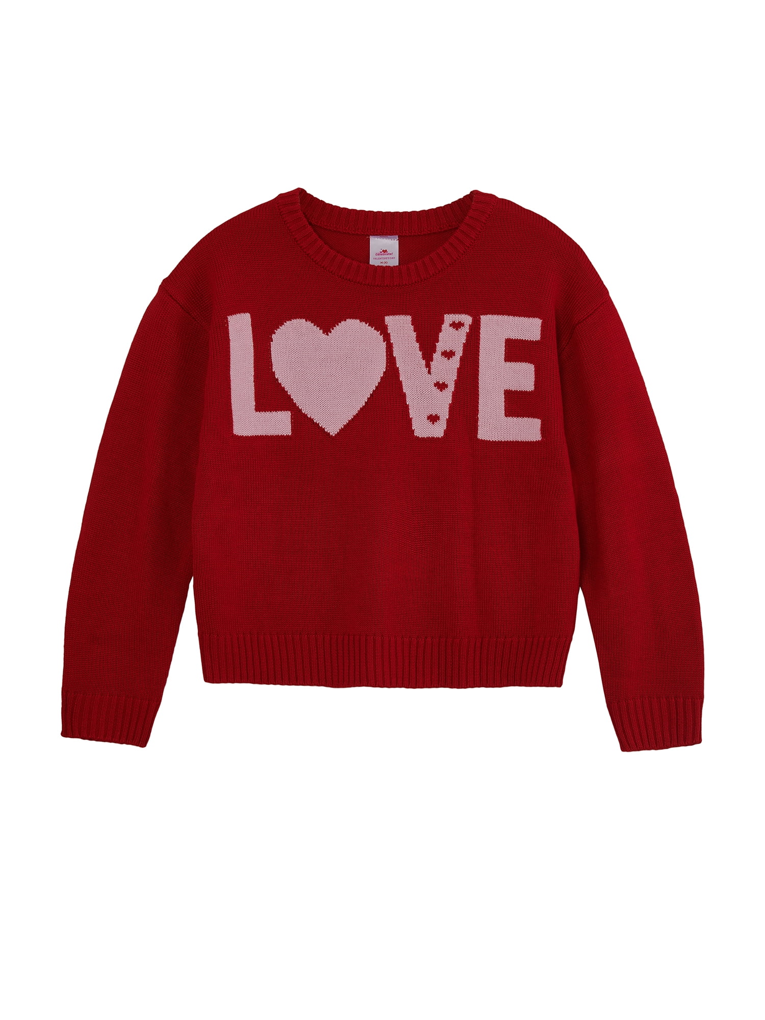 Way to Celebrate Girls Valentine's Day Sweater, Sizes 4-18