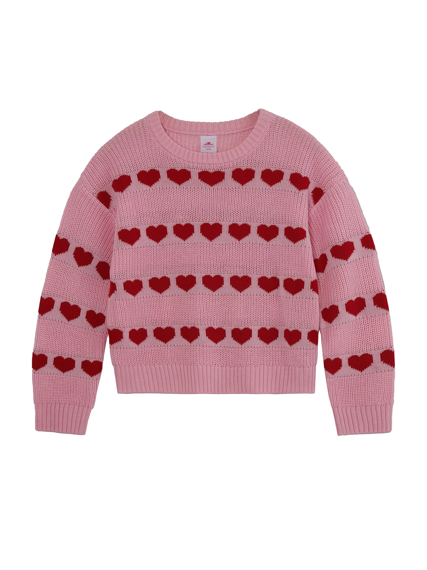 Way to Celebrate Girls Valentine's Day Sweater, Sizes 4-18