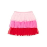 Way to Celebrate Girls Valentine's Tiered Day Mesh Skirt, Sizes 4-18
