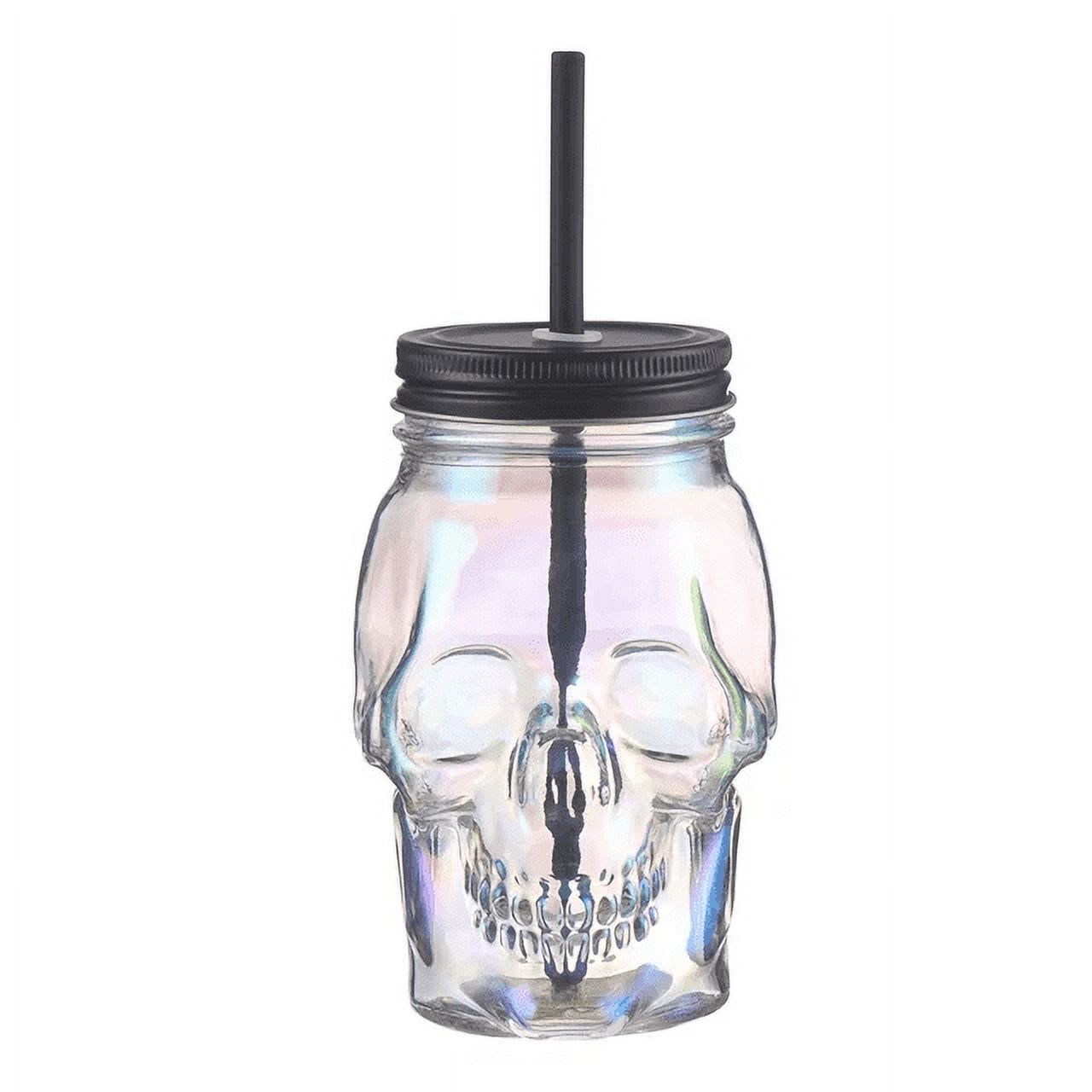 Way to Celebrate Glass Skull Sipper Iridescent