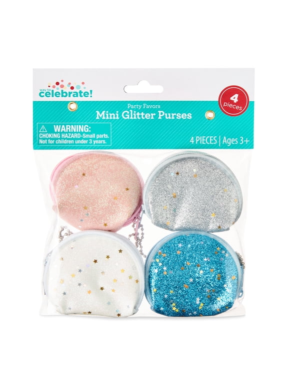Multicolor Mini Glitter Purse Party Favors, 4 Count, by Way To Celebrate