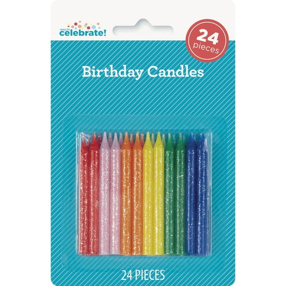 Multicolor Glitter Birthday Candles, 24 Pieces, by Way To Celebrate
