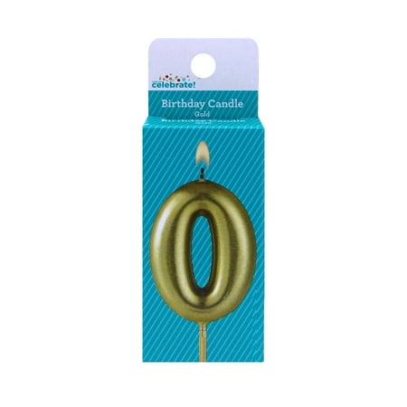 Gold Number 0 Birthday Candle, by Way To Celebrate