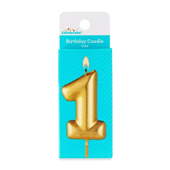 Gold Number 1 Birthday Candle, by Way To Celebrate