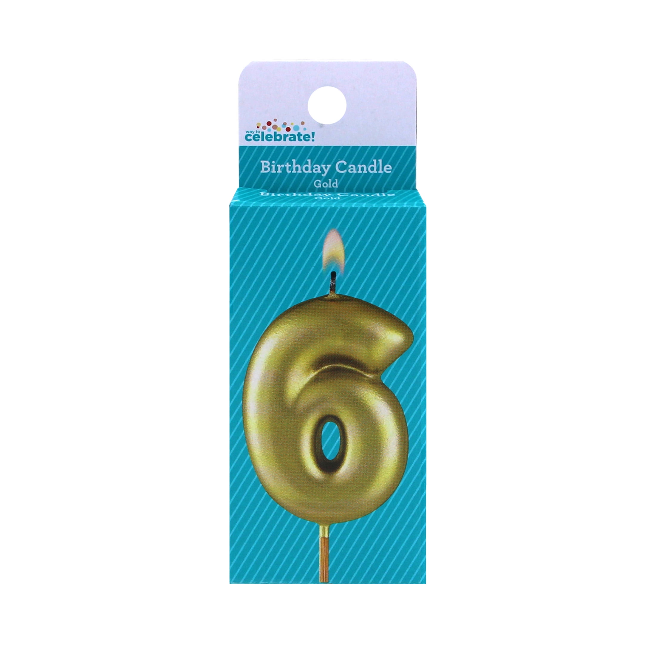 Gold Number 6 Birthday Candle, by Way To Celebrate