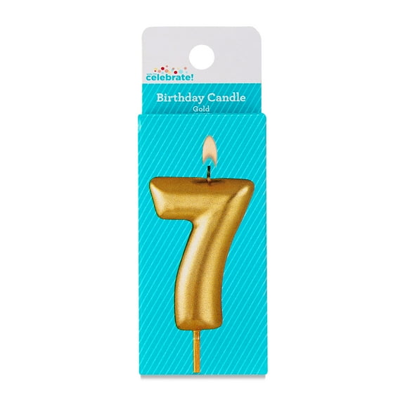 Gold Number 7 Birthday Candle, by Way To Celebrate