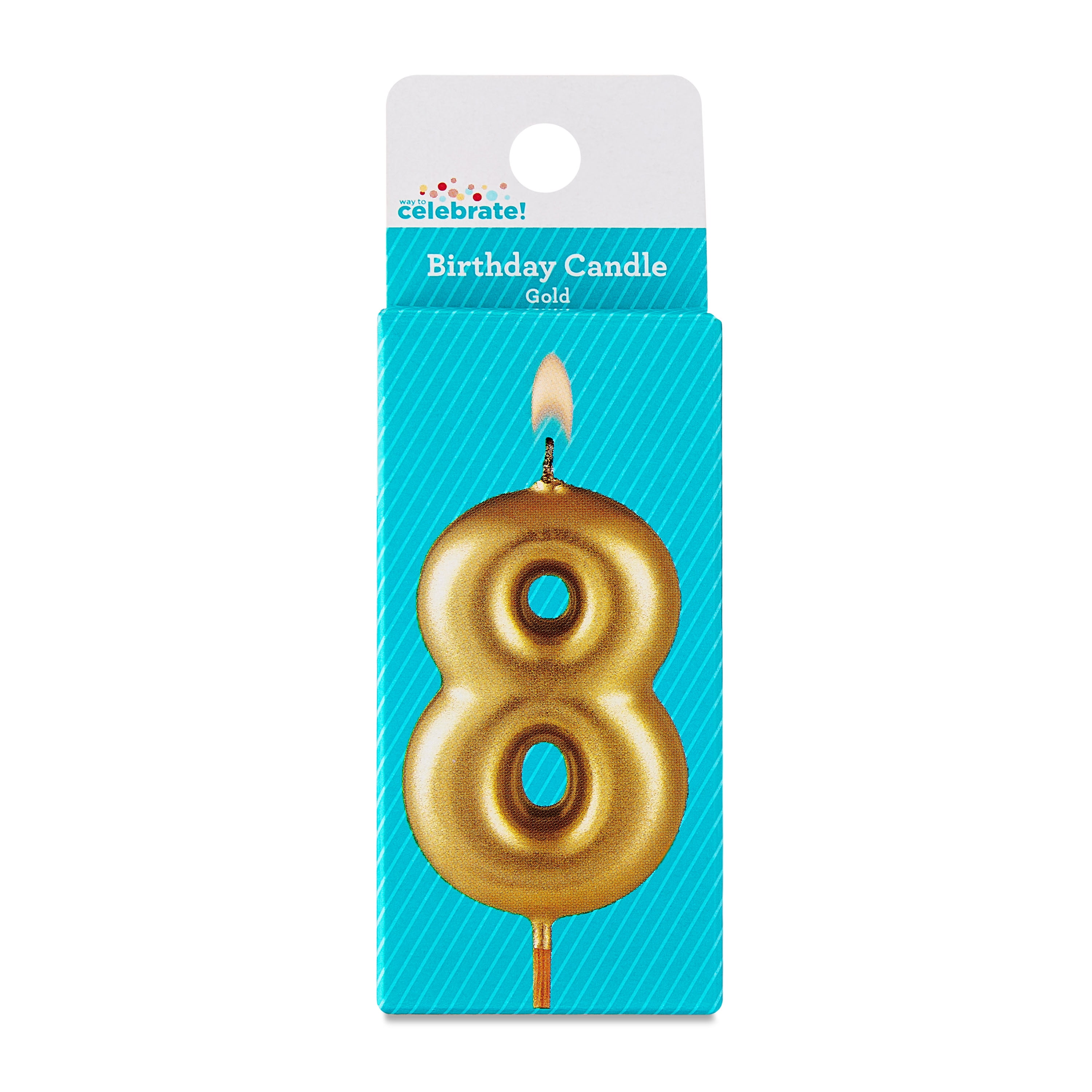 Gold Number 8 Birthday Candle, by Way To Celebrate - Walmart.com