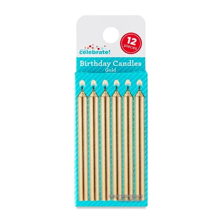 Gold Metallic Birthday Candles, 12 Count, by Way To Celebrate