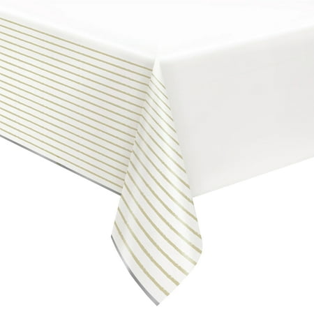 Rectangular 54" x 84" Gold Striped Metallic Table Cover, by Way To Celebrate