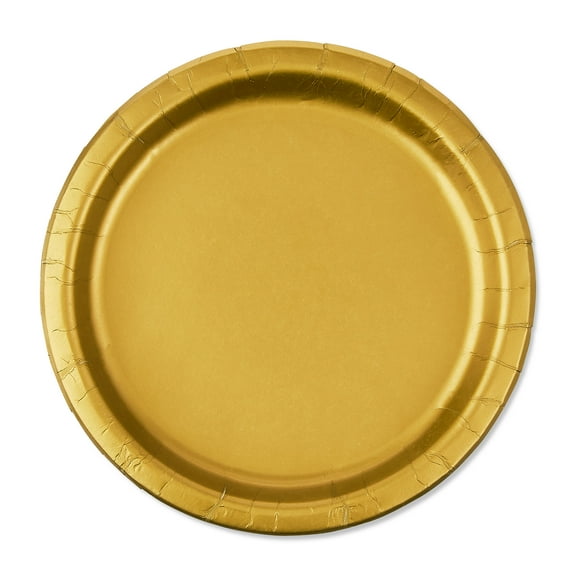 Disposable Paper Plates, 9", Gold, 20 Count, by Way To Celebrate