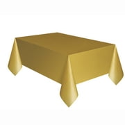 Way to Celebrate! Gold Plastic Party Tablecloth, 108in x 54in
