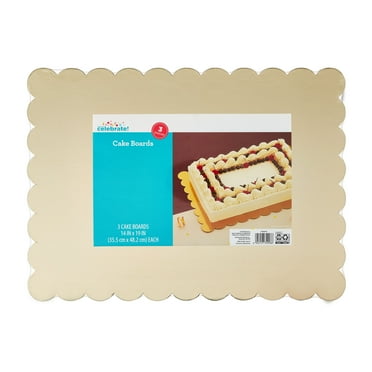 14" x 19" Gold Scallop Paper Cake Boards, 3 Count, by Way To Celebrate