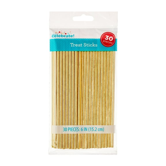 6" Gold Paper Treat Sticks, 30 Count, by Way To Celebrate