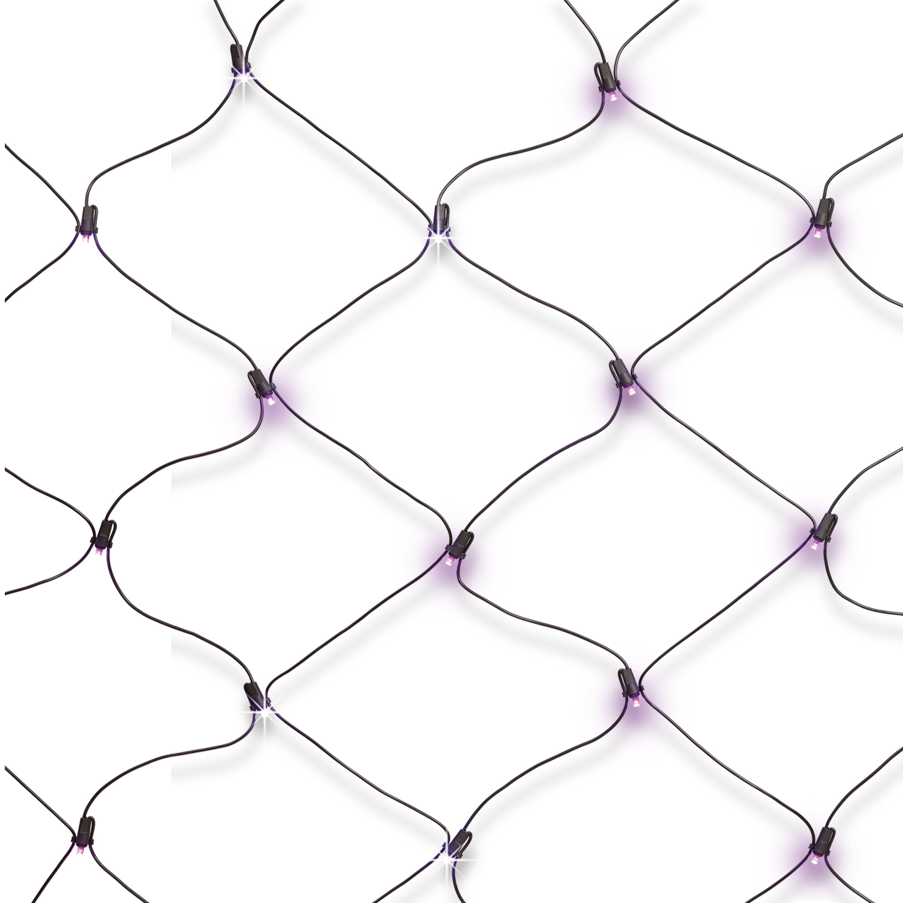 Way to Celebrate Halloween 50Count LED Dual Color Spooky Flickering Net Lights, Purple to Cool