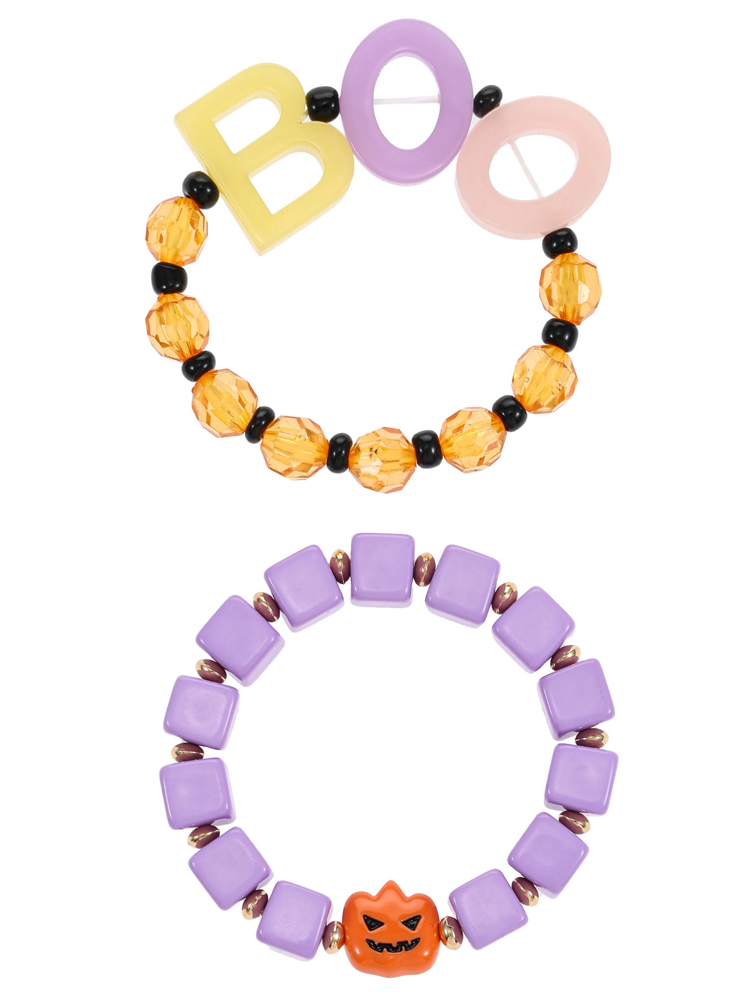 Way to Celebrate "BOO" Halloween Beaded Stretch Bracelet Set, 2 Pieces