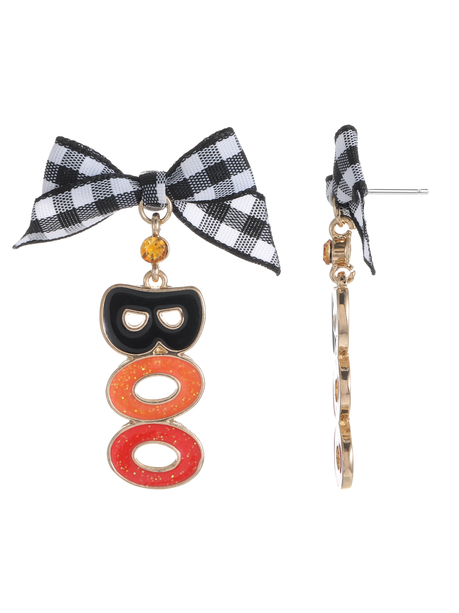 Way to Celebrate Boo Bow Halloween Drop Earrings, 1 Pair
