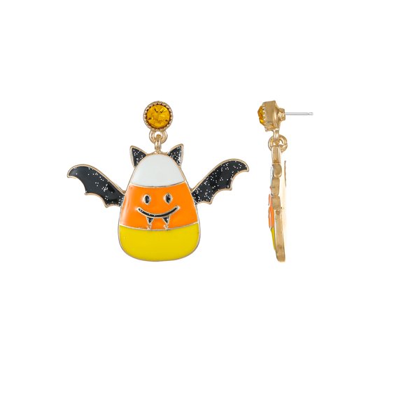 Way to Celebrate Halloween Candy Corn Bat Earring, 1 Pair