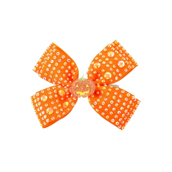 Way to Celebrate Halloween Crystal Embellished Hair Bow, Orange, 1 Piece