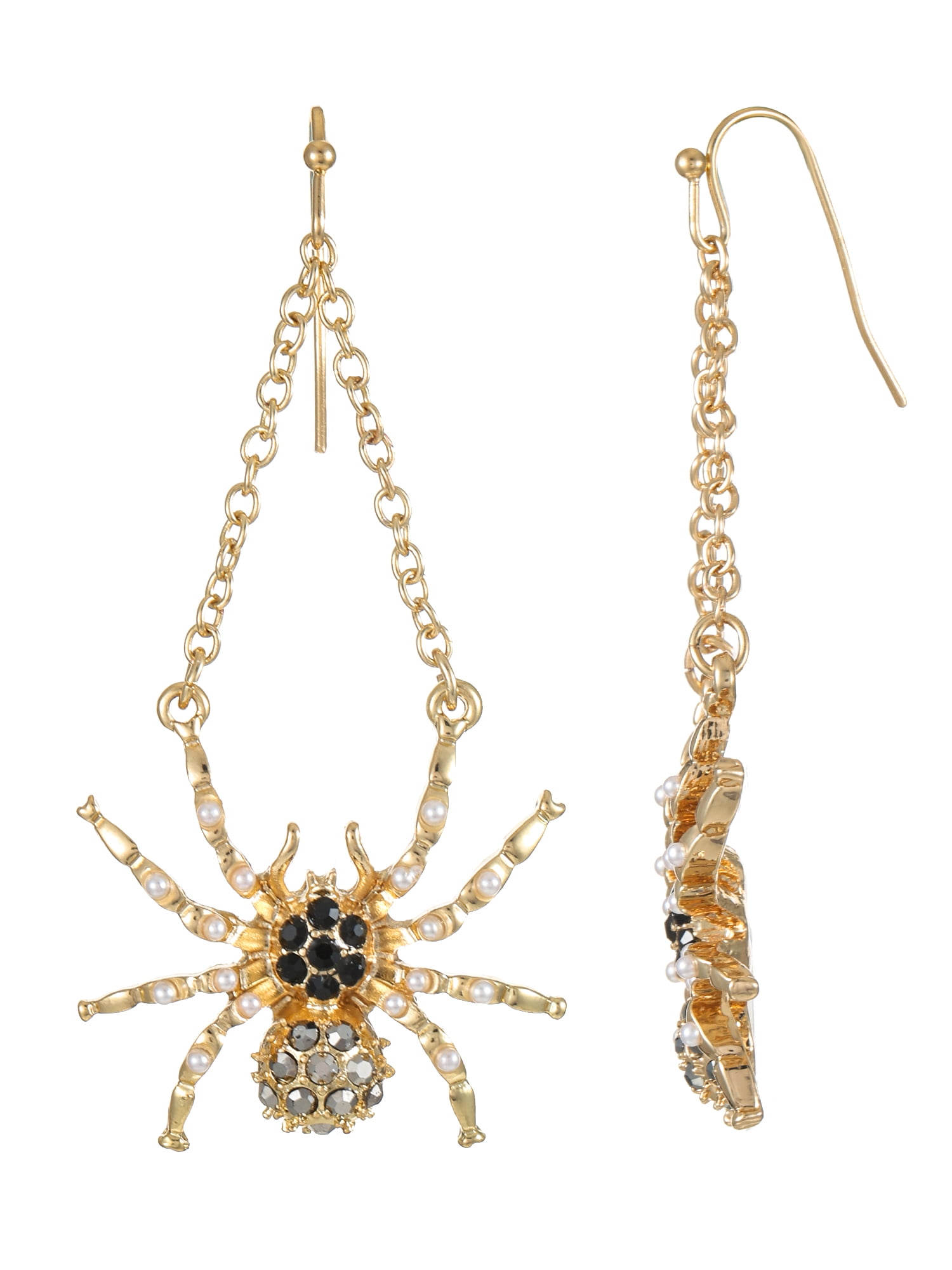 Way to Celebrate Halloween Dangling Goldtone Spiders Earring, 1 Pair ...