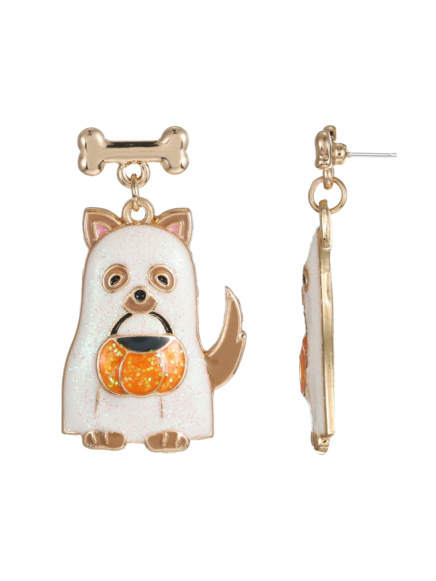 Way to Celebrate Ghost Puppy Halloween Earrings, 1 Pair
