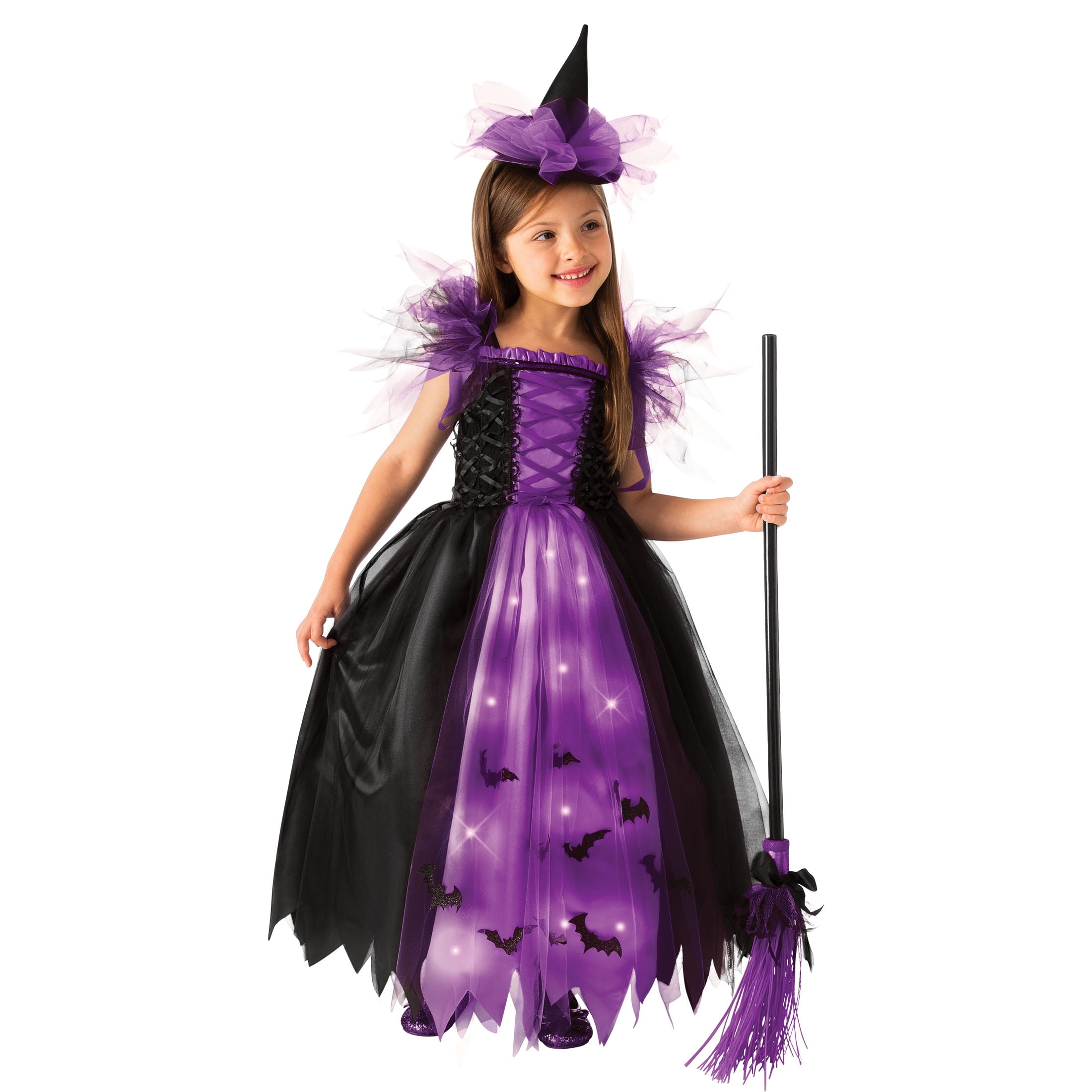 Way to Celebrate Halloween Girl's Light-Up Witch Costume S - Walmart.com