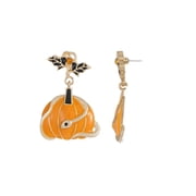 Serpent Pumpkin Gold Halloween Earrings, 1 Pair