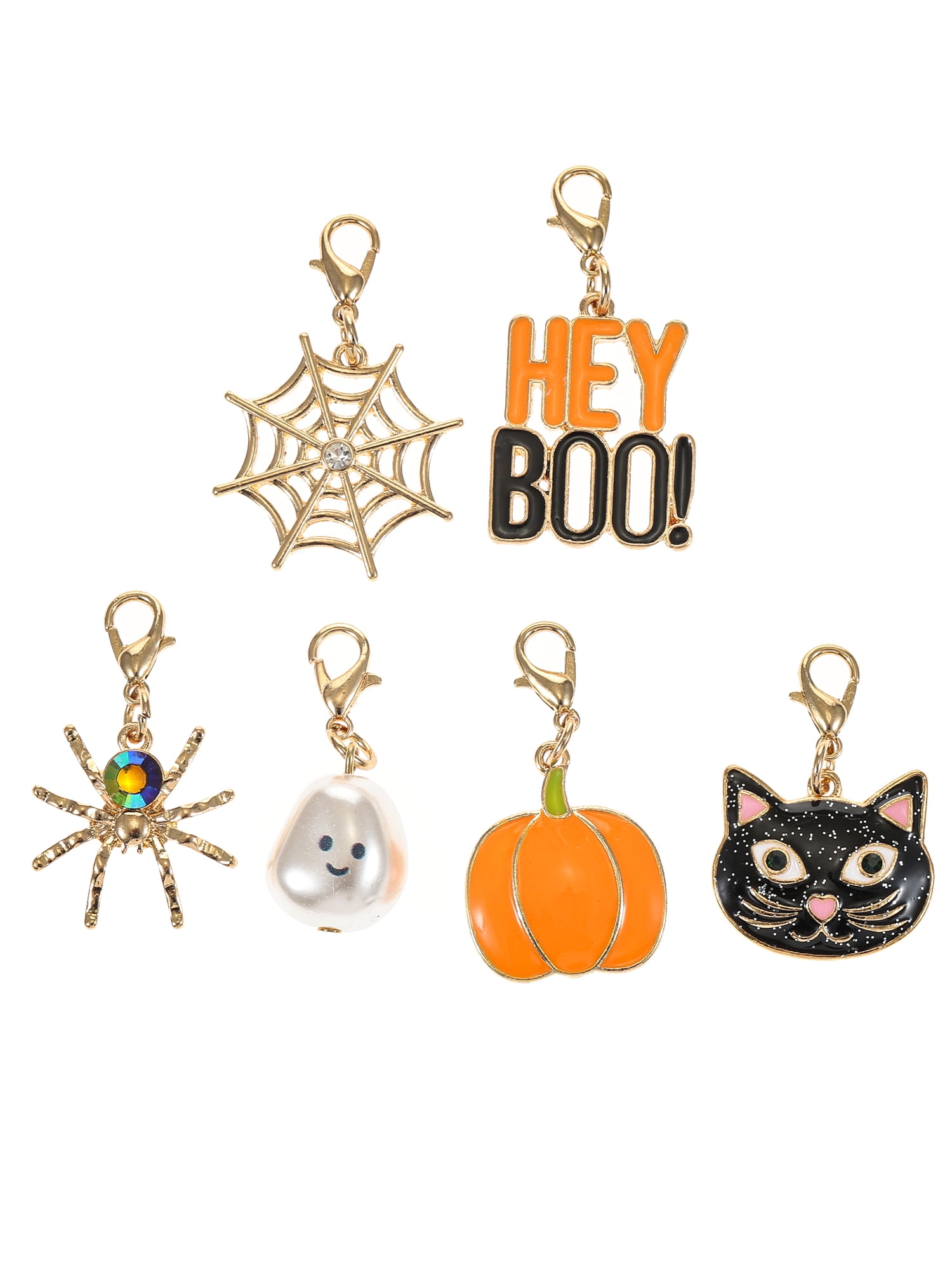 Way to Celebrate Halloween Goldtone "Hey Boo" Novelty Charm Set, 6 Pieces