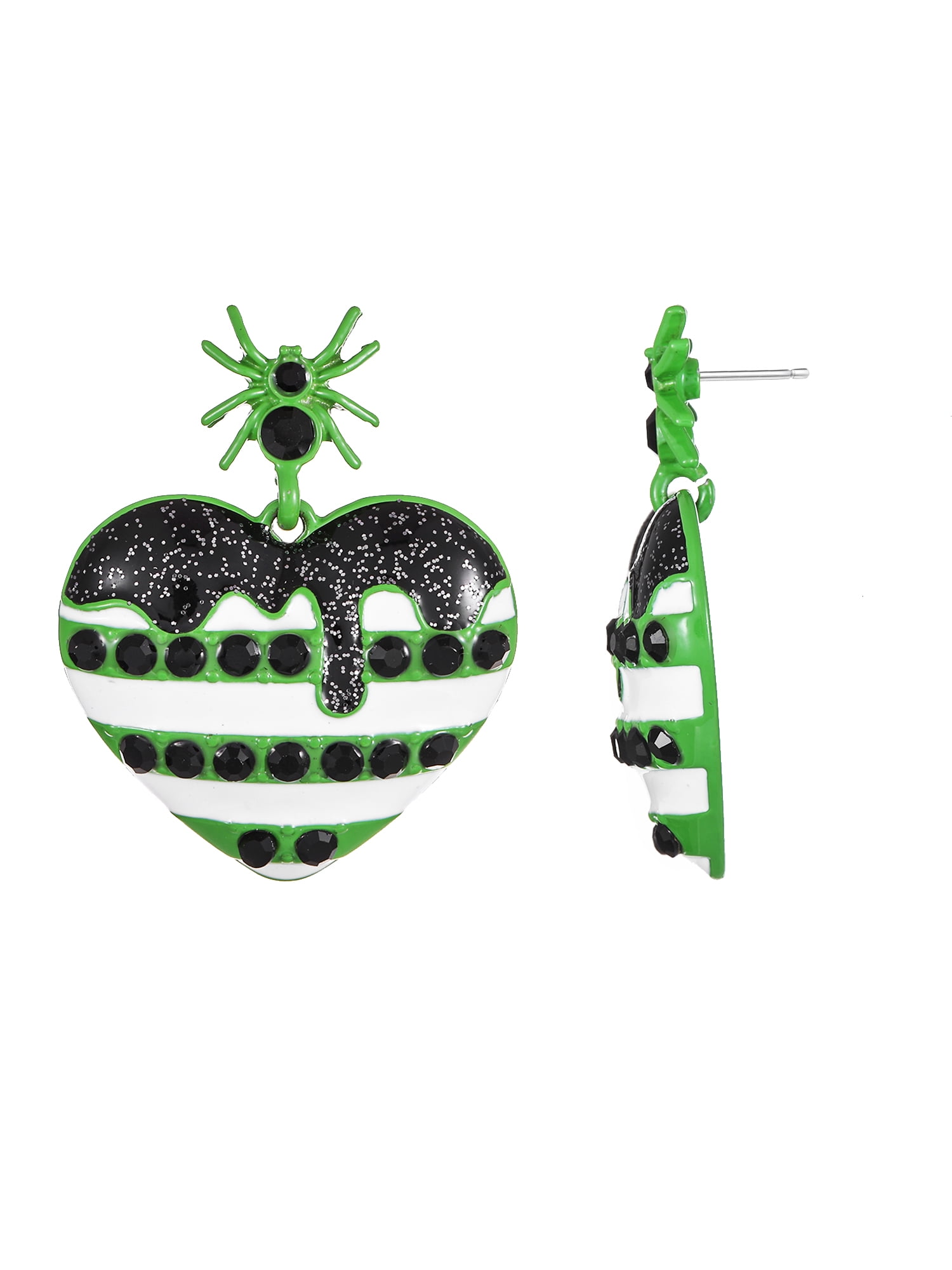 Way to Celebrate Halloween Green Slime Heart Earring, 1 Pair, Female