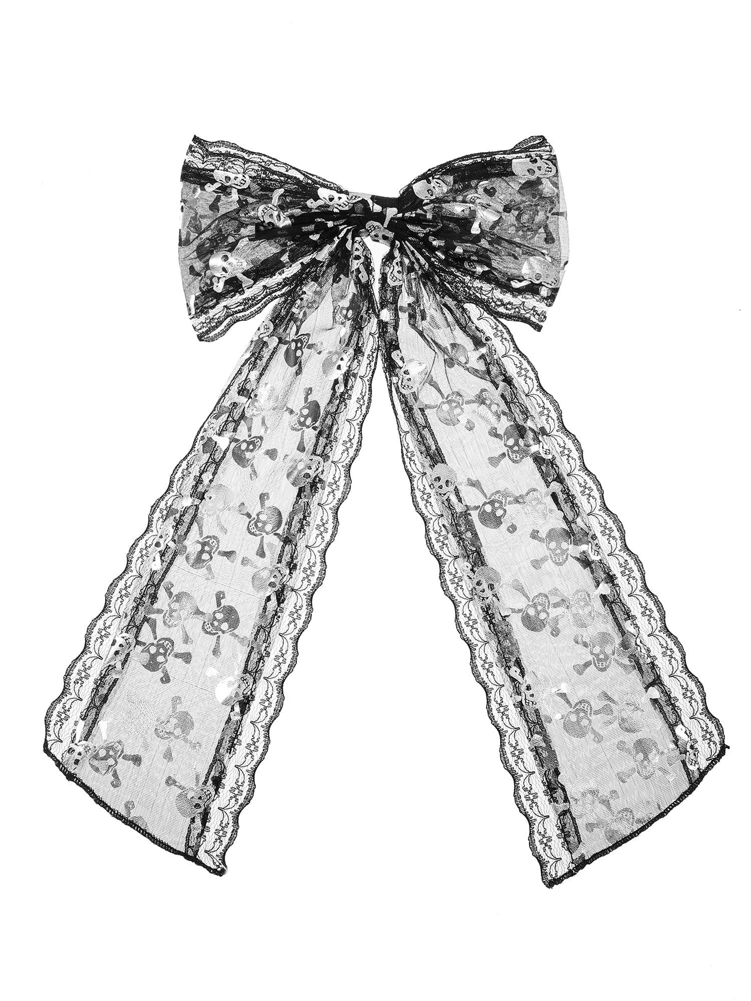 Way to Celebrate Halloween Hair Bow, Black with Silver Metallic, 1 Piece