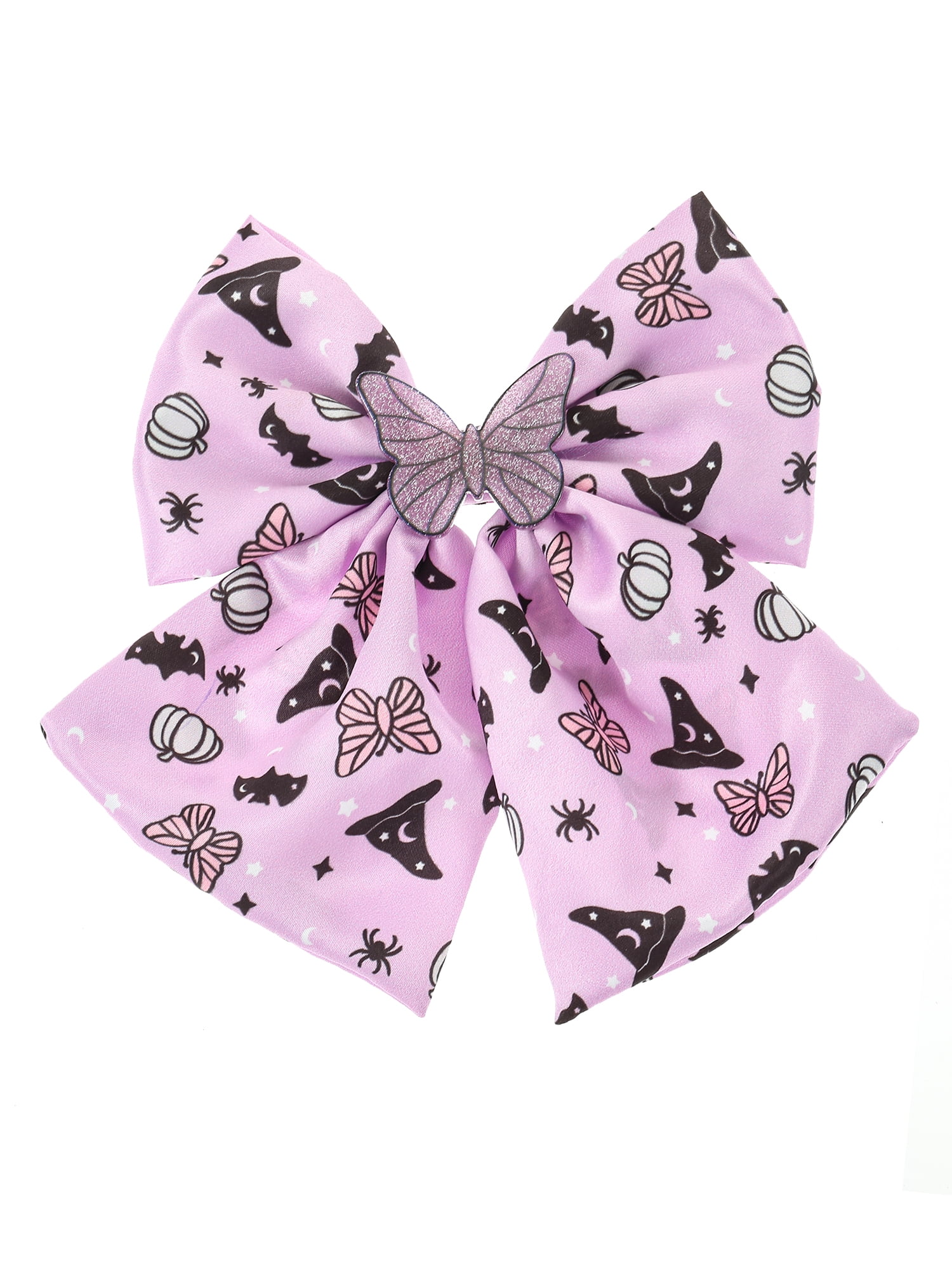 Way to Celebrate Halloween Hair Bow with Butterfly Embellishment, Purple, 1 Piece
