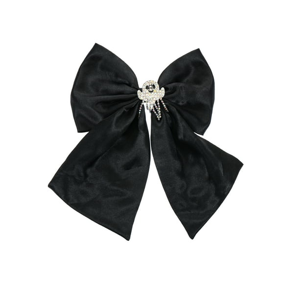 Way to Celebrate Halloween Hair Bow with Ghost Embellishment, Barrette, Black , 1 Piece