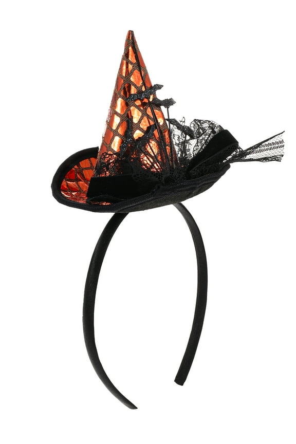 Halloween Headband with Orange and Black Witch Hat, 1 Piece