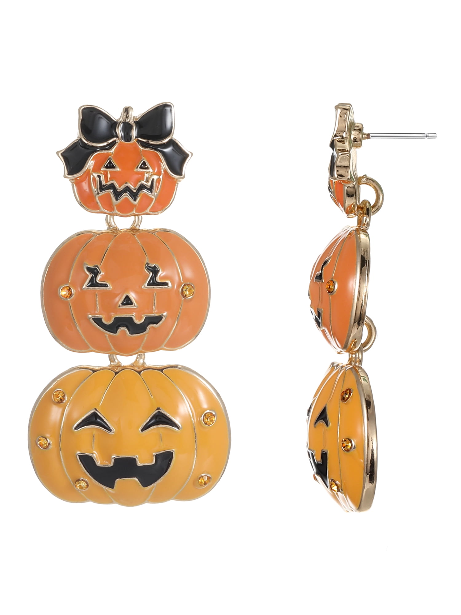 Way to Celebrate Jack-O-Lantern Stack Halloween Earrings, 1 Pair