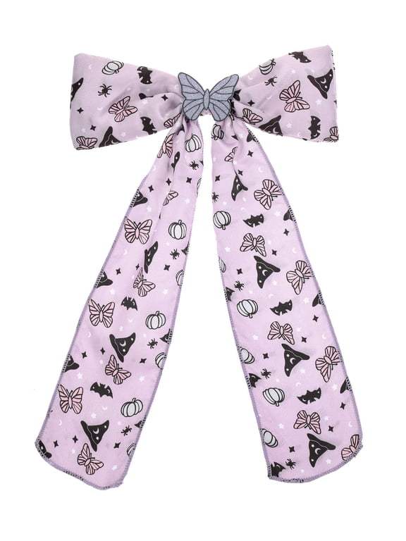 Purple Butterfly Print Halloween Hair Bow, 1 Piece